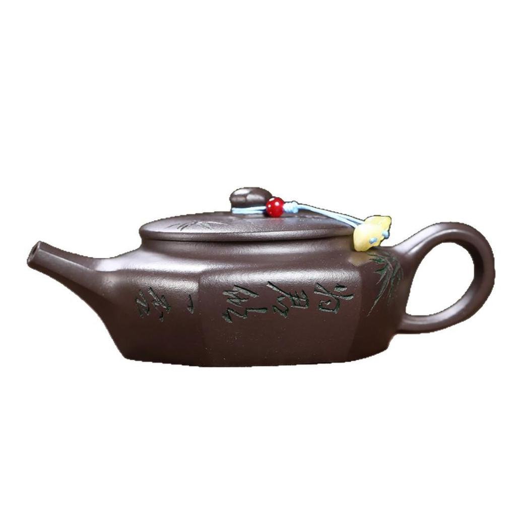 Yixing Zisha Purple Jade Gold Sand Hexagonal Teapot for Kung Fu Tea