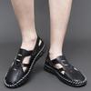 2024 Summer Handmade Sandals Men Soft Leather Shoes Man Sandalias Outdoor Antiskid Beach Sandals Hollow Shoes Handmade Footwear