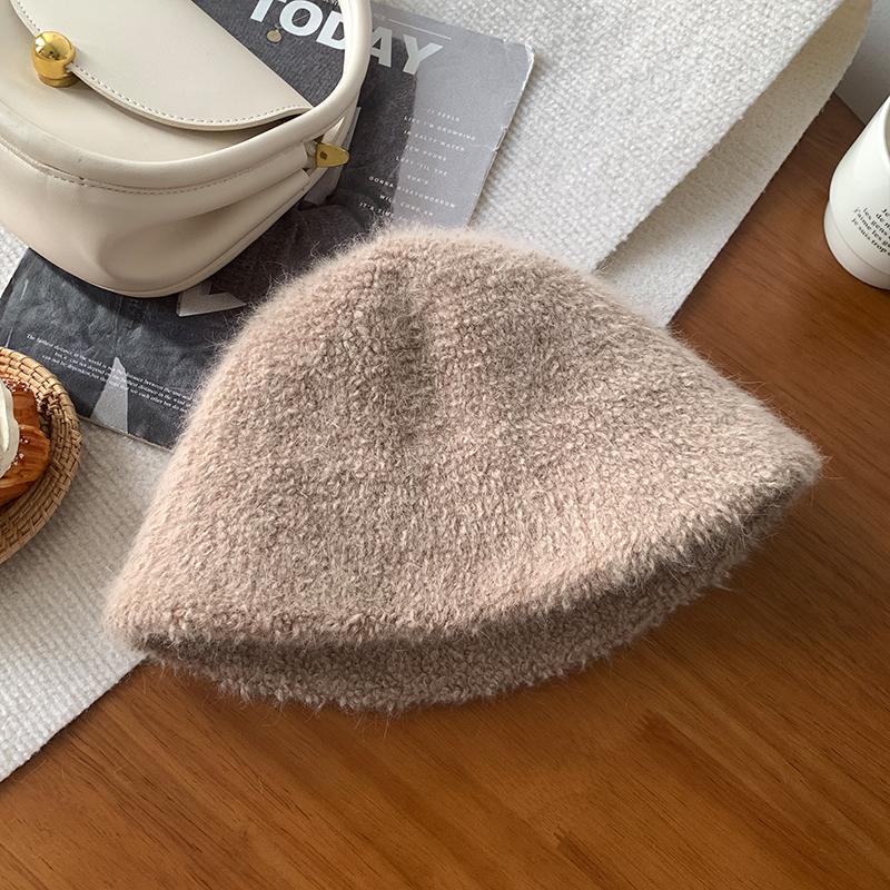 

Белая вязаная панама из кроличьего меха женская новая осенне-зимняя большой окружности головы шляпа-ведро высококлассное ощущение маленькое лицо шляпа Adult average size