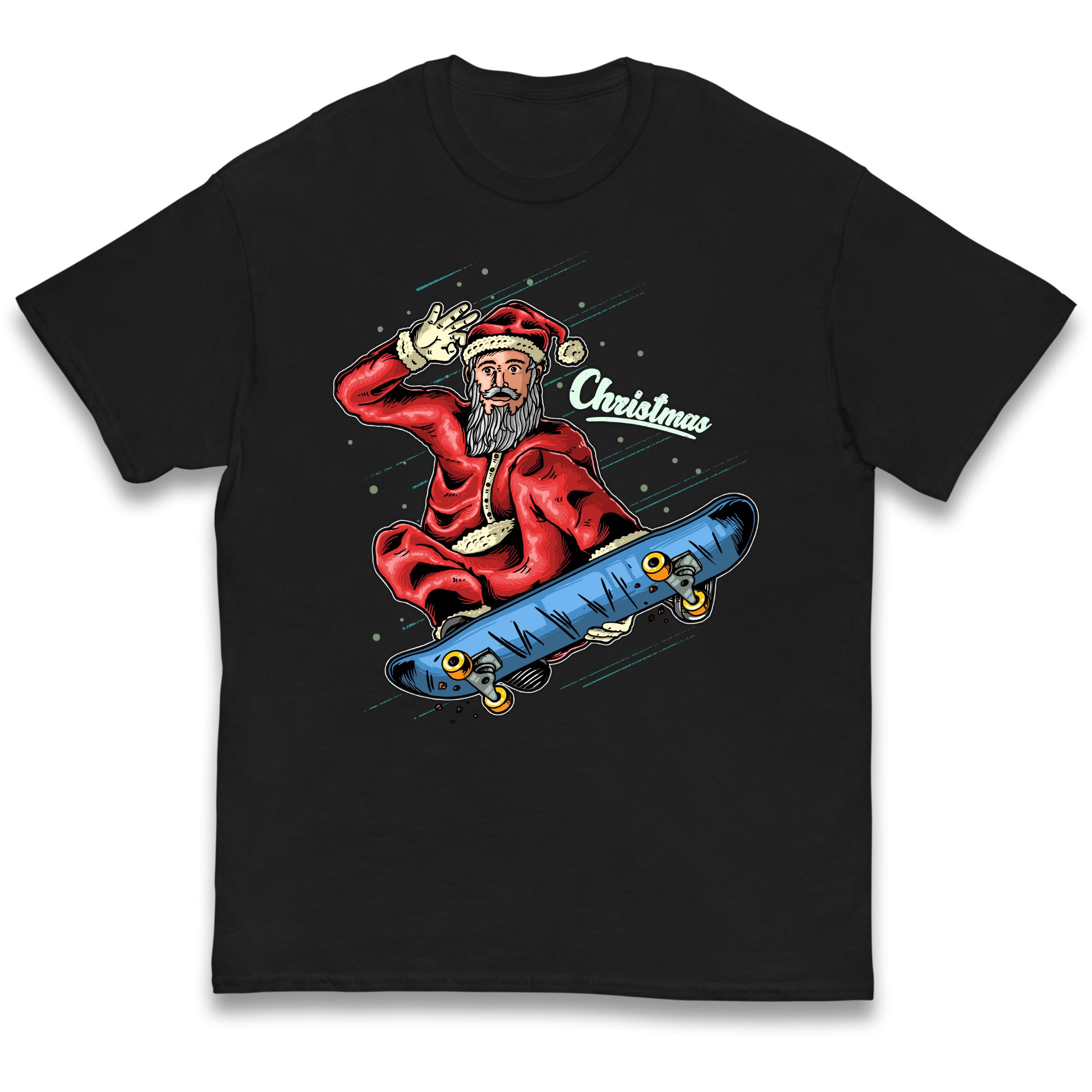 Santa Skateboarding Christmas Kids T-Shirt 120