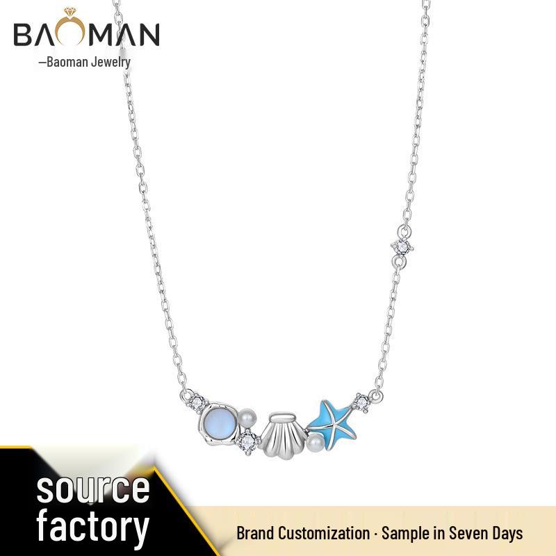Dreamy Ocean Memory 925 Sterling Silver Clavicle Necklace - Women's Luxury Vacation Style