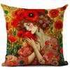 Gustav Klimt Art Theme Decorative Cushion Cover Classic Retro Style Beautiful Women Print Square Durable Linen Throw Pillow Case