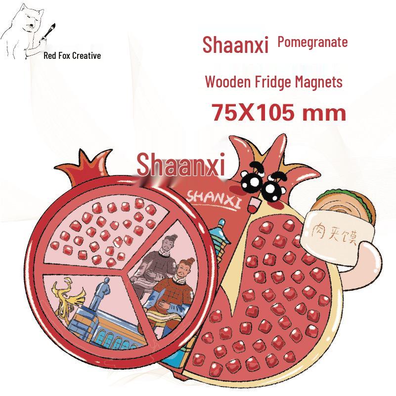 Xi an Cultural Refrigerator Magnet: Wooden City Scenery Sticker, Shaanxi Province Attractions, Chinese Trend Color Print