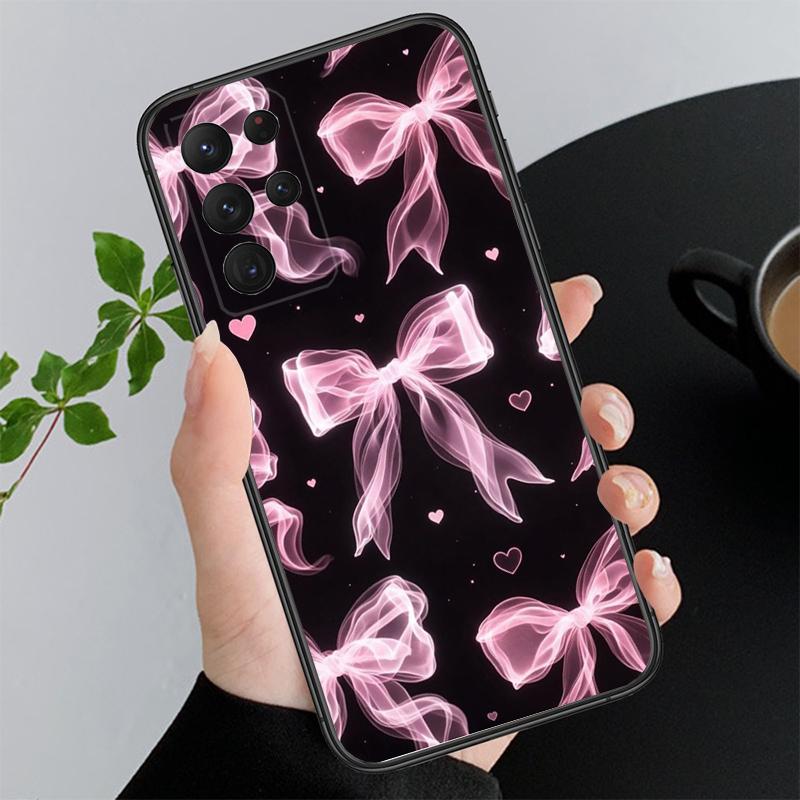 Phone Case For Samsung A17 A55 A16 A56 A35 A15 A53 A54 A33 A34 A25 A05S A52 A52S A07 A26 A06 Cute Pink Heart Bow