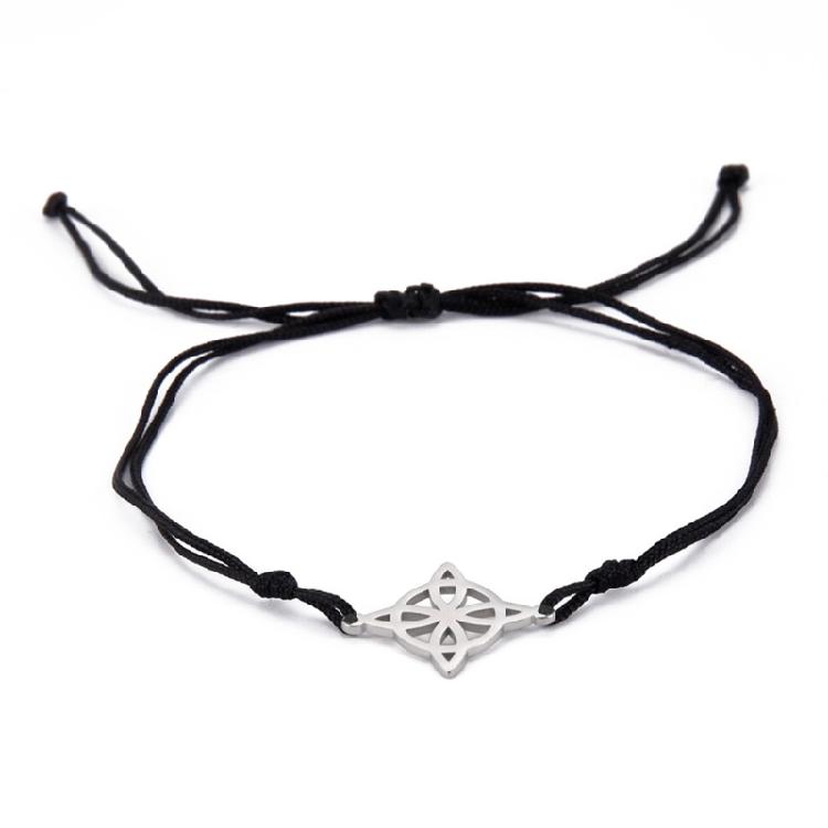 Titanstahl Hexen knoten Anhänger Armband für Damen Herren Jade Schnur Seil Armband