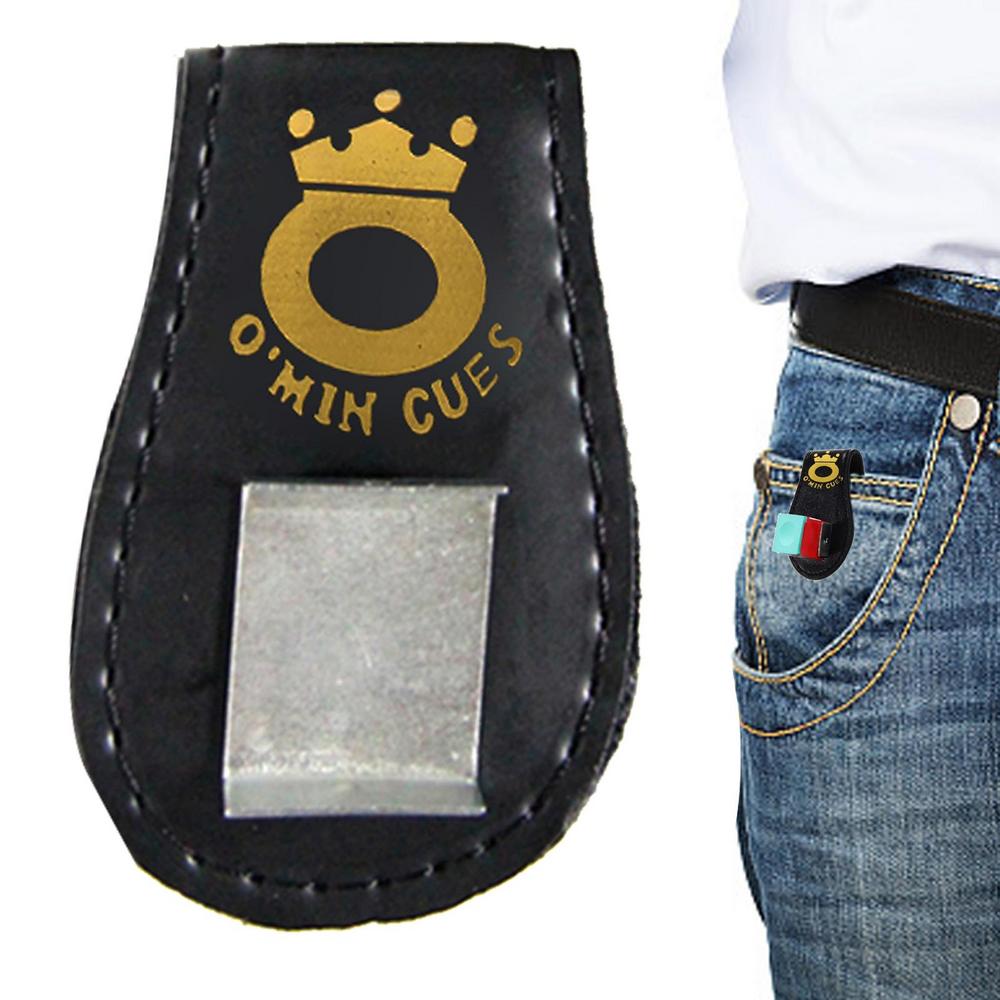 Magnetische Kreidetasche, Kreidehalter aus Leder für Billard-Queue, magnetischer Gürtelclip, kompaktes und fein genähtes Billard-Zubehör