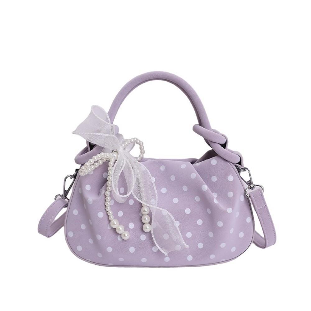 Korean Ins Wrinkled Cloud Bag PU Leather Polka Dot Shoulder Bag Stylish Crossbody Bag Women Use