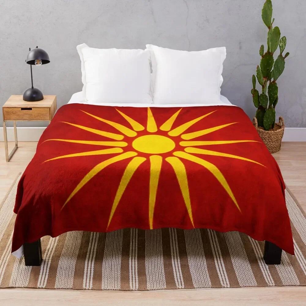 Macedonia | Macedonian Flag | National Flag of Macedonia Throw Blanket Hairy Luxury Designer Thin Blankets 100x150cm