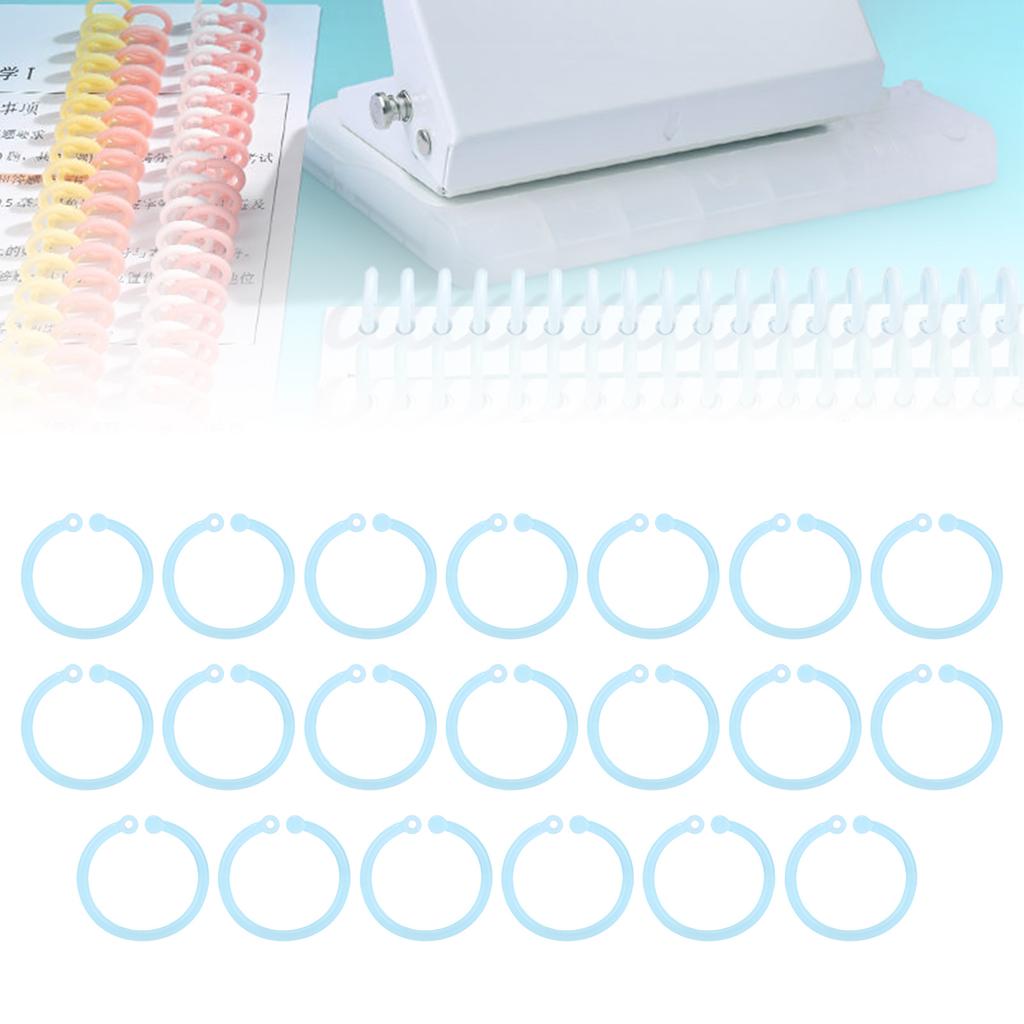 20pcs Plastic Rings Transparent Flexible Loose Leaf Book  Rings for School Home Office Cards D