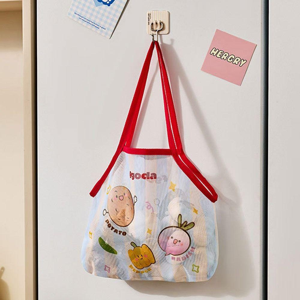 Wall-mounted Kitchen Hanging Bag Breathable Cartoon Mesh Bags Large Capacity Hollow Vegetable Storage Bag