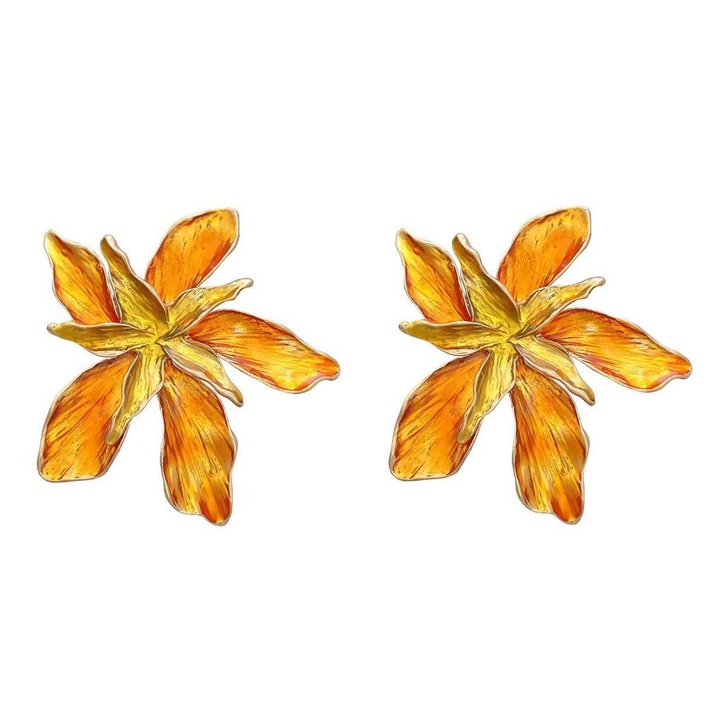 Bohemian Spring Floral Earrings: Exaggerated Alloy Oil Drop Design for Women in European and American Style.
