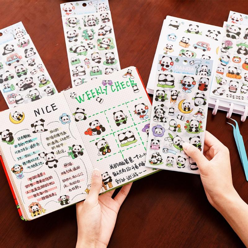 Gift Cute Panda Kawai Stickers Student Stationery Handbook Decoration Materials 6 Cartoon Guka Handmade Office School Supplies