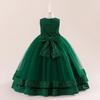 Sequined Princess Bow Dress for Older Children - Elegant Flower Girl & Piano Performance Attire