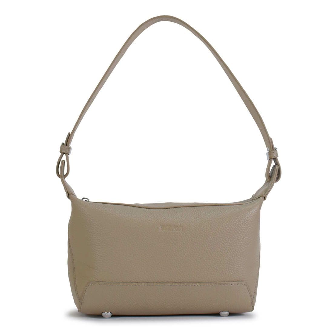 

Barcos Premium Shrink Leather Handbag for Compact Simple Design with Functional Taupe Women, 2-Way Design, Pouch/Sub-Bag, Studs, Design,