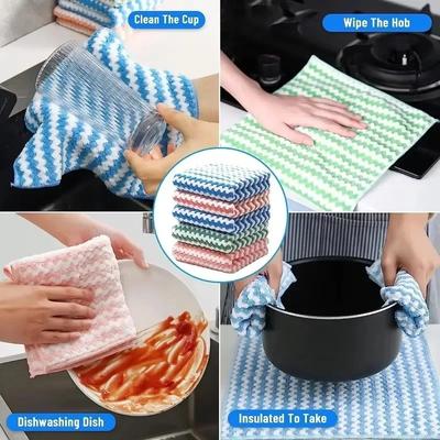 1/20/50Pcs Absorbent Dishcloths Double-Sided Fleececloths Scouring Pads Glass Window Wipe Towel ( Random Color)