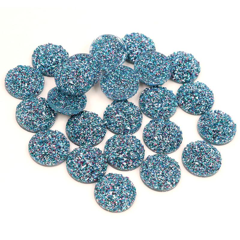 40 Stück/Los 8mm 10mm 12mm Mixfarben Druzy Naturstein Konvex Flachrücken Harz Cabochons DIY Schmuckherstellung Zubehör Zubehör