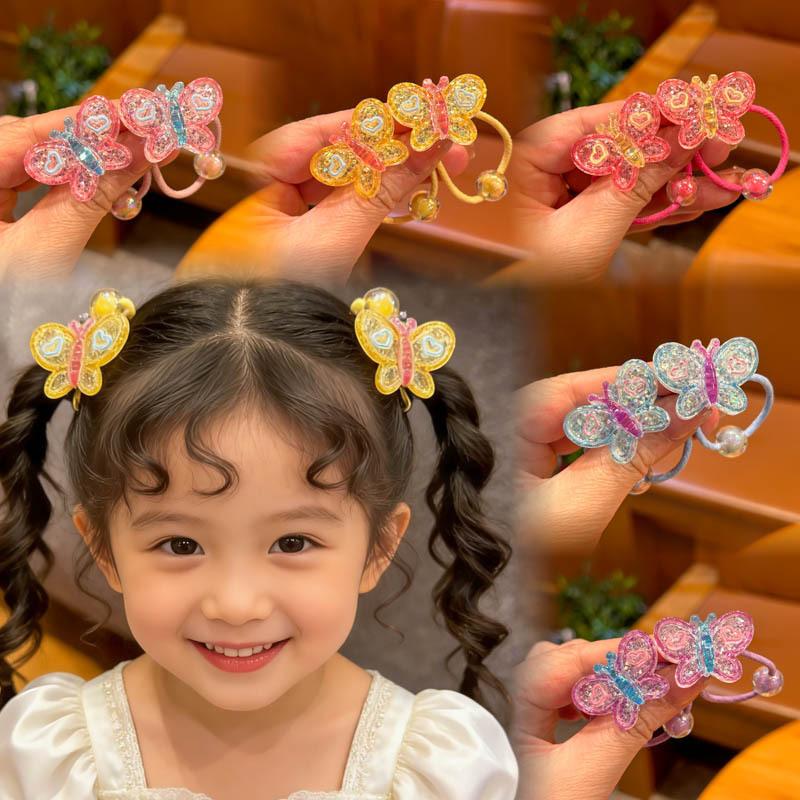 2 Pieces Cute Butterfly Princess Headwear Elastic Hair Bands for Kids Girls Hair Accessories Children Hair Ropes