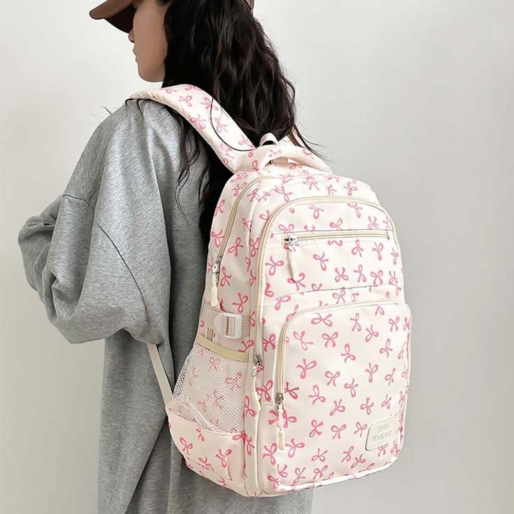 Casual Three-piece School Bag Set Large Capacity Students School Bag Nylon Bow Backpack Outdoor