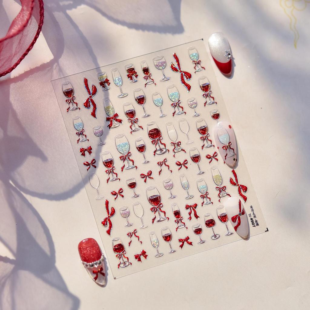 Tomoni Metal Nail Stickers - Popular Japanese Wine Glass Nail Art Accessories