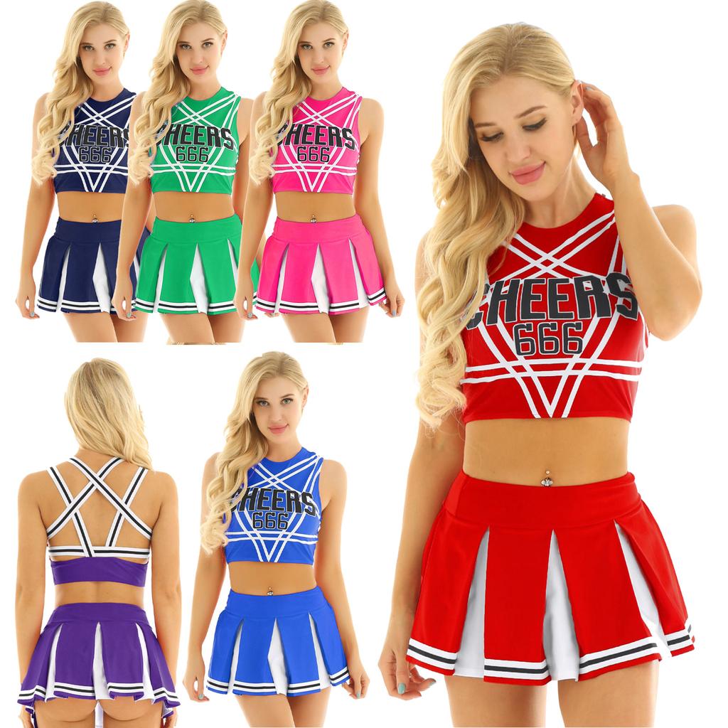 Womens Cheer Leader Costume Cheerleading Outfit High School Musical Schoolgirl Uniform