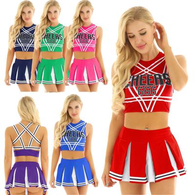 Women Adult Cheer Leader Costume Classic Cheerleading Uniform Outfit Halloween Fancy Dresses