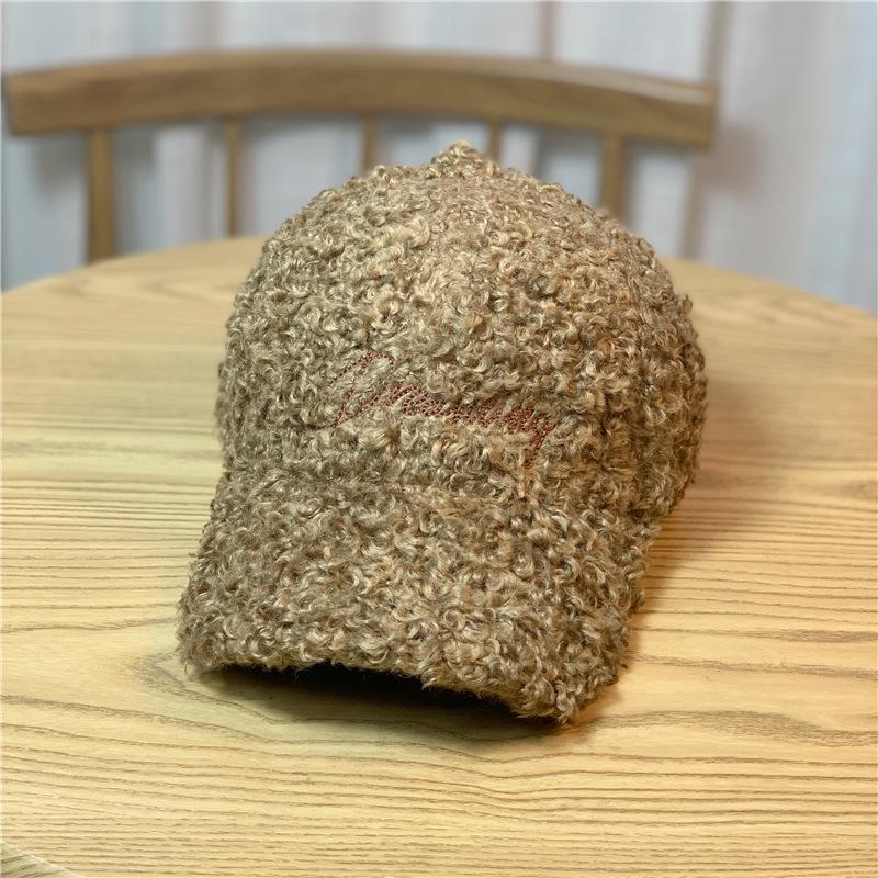 Baseballkappe für Damen Teddy Lammwolle Warm Winter Ins Vielseitig Trendige Mütze Samt Schirmmütze Zeigt Gesicht Kleiner Ins Stil