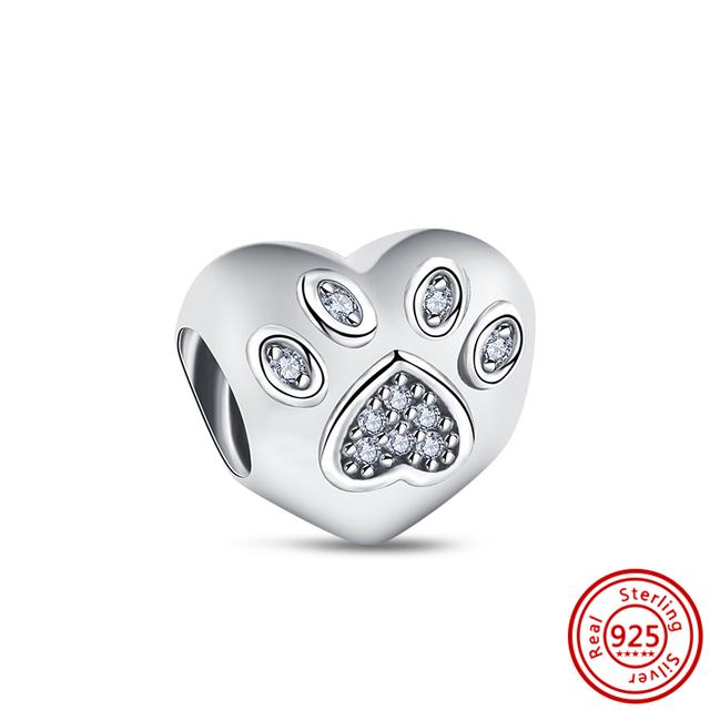Νέα 925 Silver Heart ψηλοτάκουνα Animal Pavé Beads Fit Charm βραχιόλι Γυναικεία μόδα κοσμήματα