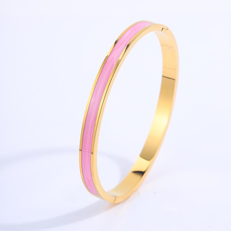 Titanium steel bracelet, European and American fashion enamel drip bracelet, girls' high-end k real gold electroplated bracelet