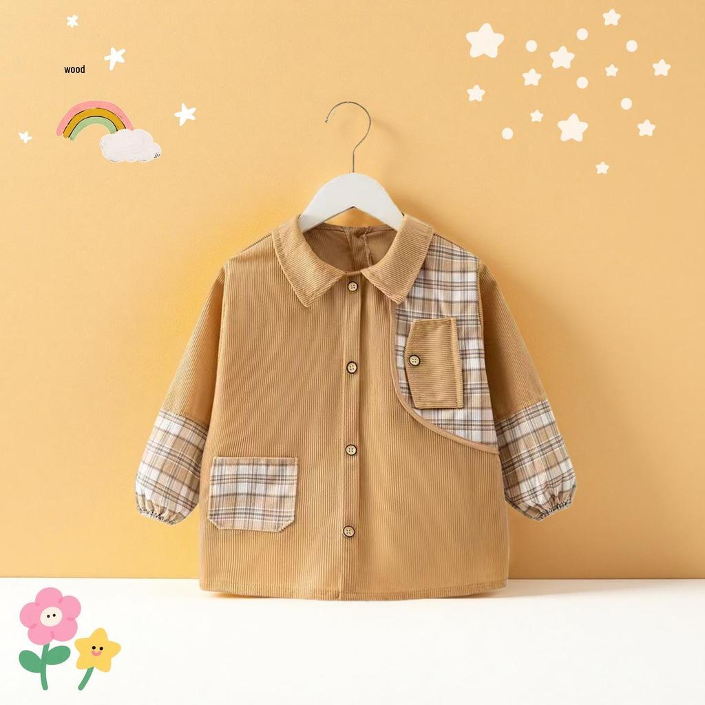 Autumn/Winter Waterproof Coveralls for Babies - Children's Crystal Velvet Stain-Resistant Plaid Bib Shirt & Outerwear