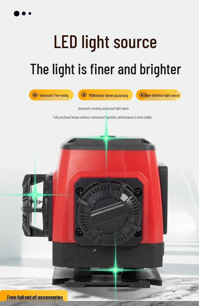 High-Precision 16-Line Green Laser Level: Wall & Floor Compatible, Automatic Self-Leveling  