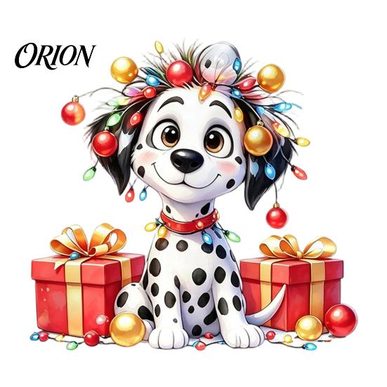 Removable Cartoon Glass Clings Christmas Spotted Puppy/Penguin Static Window Sticker, Cute Watercolor Animal Stickers with Colorful Lights &