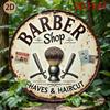 Retro Metal Tin Sign 8x8 Inch Vintage Man Cave Wall Decor Barber Shop Art Illustration