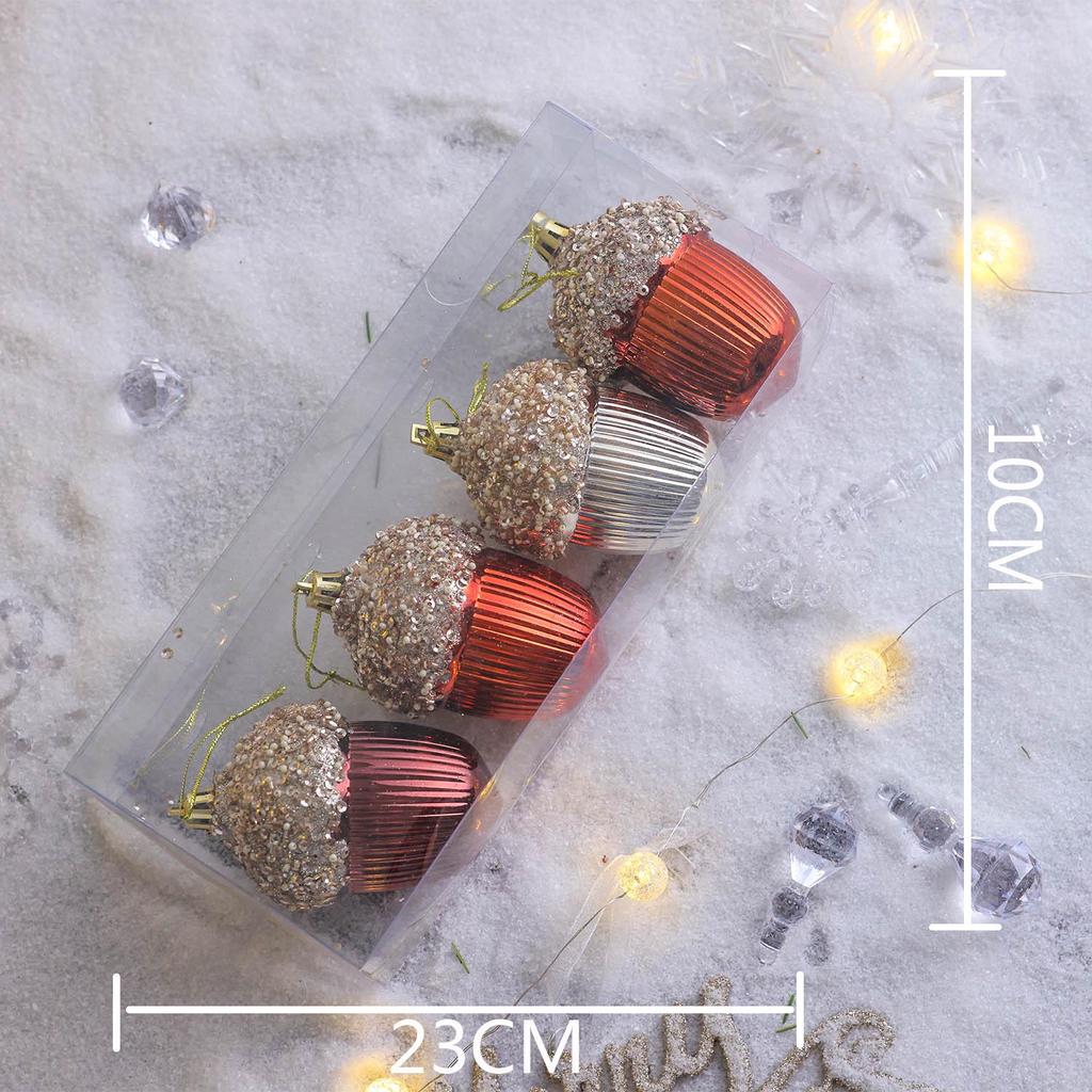White Glitter Petal Foam Christmas Ball Ornaments for Tree Decorations