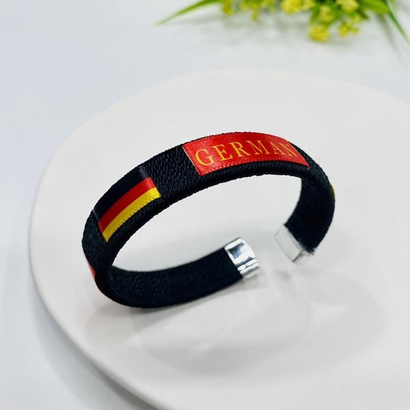 Stylish Country Flag Alloy Bracelet Football Fan Bracelet Country Flag Wristband Alloy Texture Perfect for Football Fan