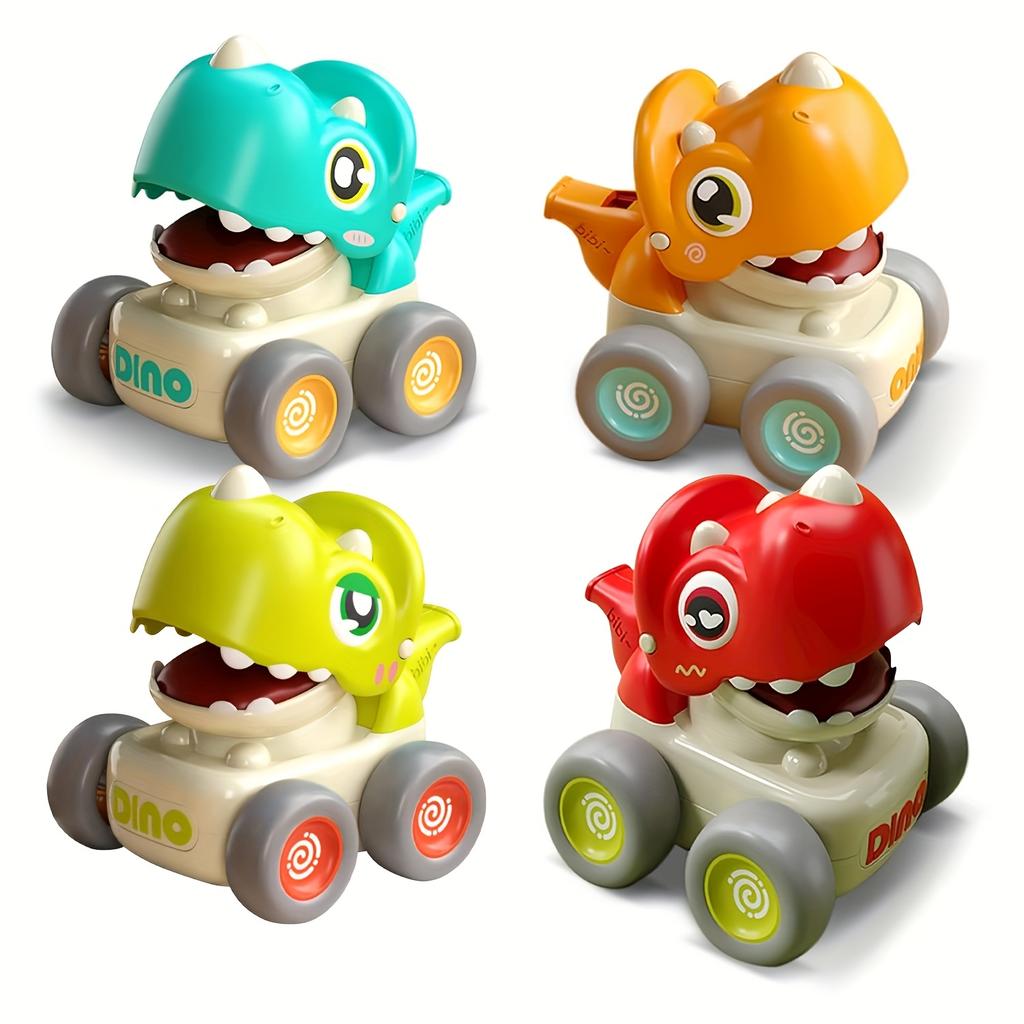 Dinosaur racing car, baby push car toy, baby toy car set with whistle, baby push and pull friction car toy, birthday gift for boys and girls