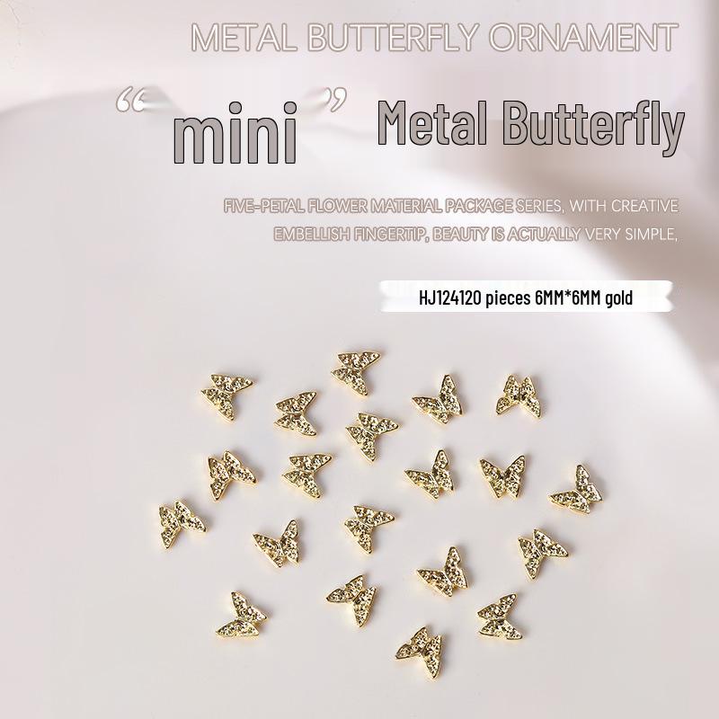 20-Piece Minimalist 3D Butterfly Nail Art Decorations in Gold & Silver