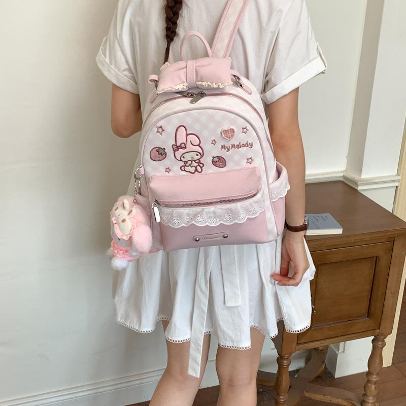 Schoolbag Cute Melody Lace Bow Backpack Girl Cute Student Casual Commuter Soft Girl Cartoon Backpack