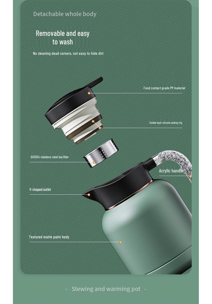 304 Stainless Steel Insulated Kettle with Intelligent Temperature Display - Household Stewing Tea Pot, Commemorative Business Souvenir.