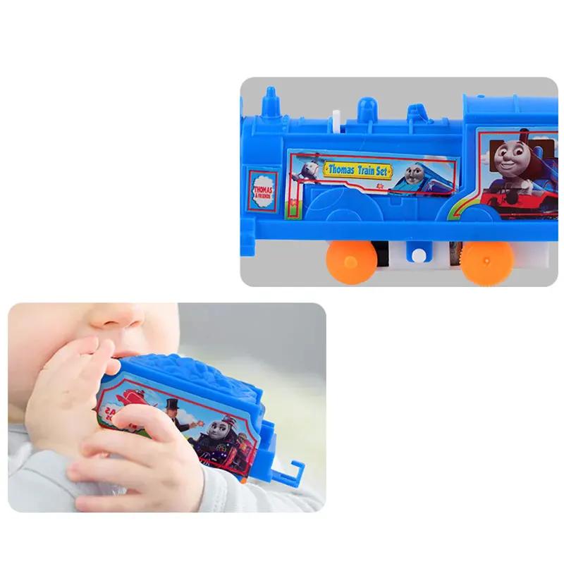 Thomas und seine Freunde elektrische Plastikbahn Kopf Kinderspielzeug mit Zwei Waggons Gleisset Weihnachtsgeschenk Spielzeug für Kinder
