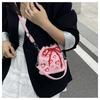 Niche Bag Women's New Summer Mini Strip Velvet Messenger Bag Drawstring Pleated Bucket Bag