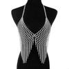 Luxury Mesh Tassel Bra Chain for Crop Top Sparkling Crystal Lingerie Body Chain Jewelry  Women