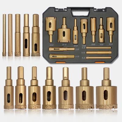 12pcs/set Fiber Welded Hole Saw Drill Bit Set, Metal Triangle Shank, for Tile, Marble, Glass & Ceramics, No Electricity Needed