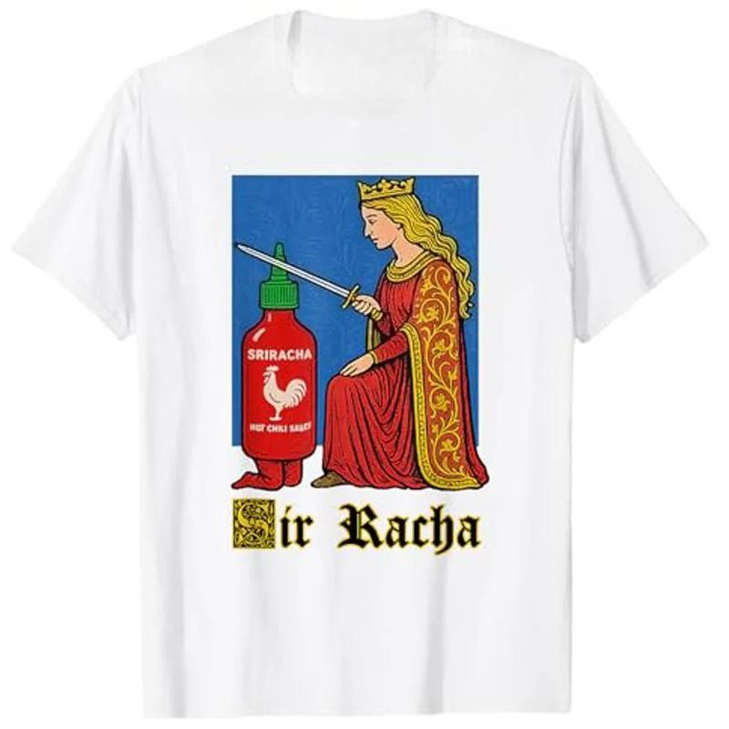 Sir Racha's Fun Chili Sauce T-Shirt Women's Fashion Aesthetic Clothing Novelty Gift Round Neck Short Sleeve T-Shirt Y2K Clothing