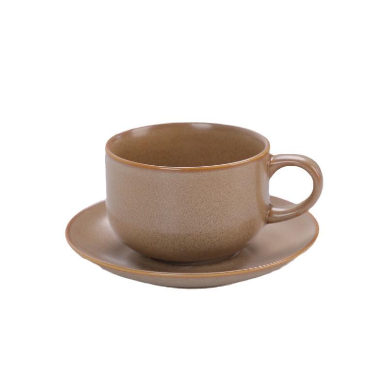 Zestaw Filiżanka i Spodek do Kawy Wypalany w Piecu, Retro Ceramiczna Filiżanka Kreatywny Kubek na Popołudniową Herbatę, Filiżanka do Kawy Cappuccino Latte