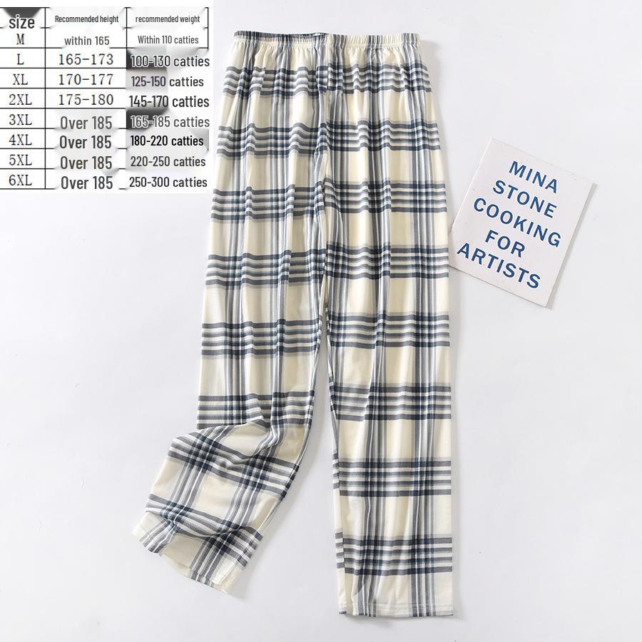 Pantaloni Pigiama a Quadri in Puro Cotone da Uomo - Larghi, Taglie Forti, Leggeri per Primavera, Estate e Autunno.