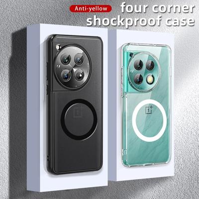 Magnetic Wireless Charging Armor Magsafe Case For OnePlus 12 12R ACE 3 3V Military Shockproof Back Cover Matte & Clear Shell