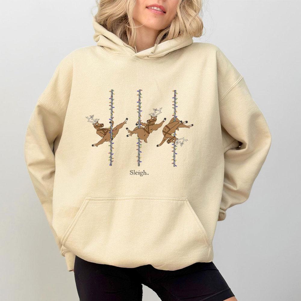 Funny Christmas Sweatshirt Reindeer Pole Dance Holiday Sleigh Christmas Pullover Pole Dance Wear Gift for Dancer Christmas Gift