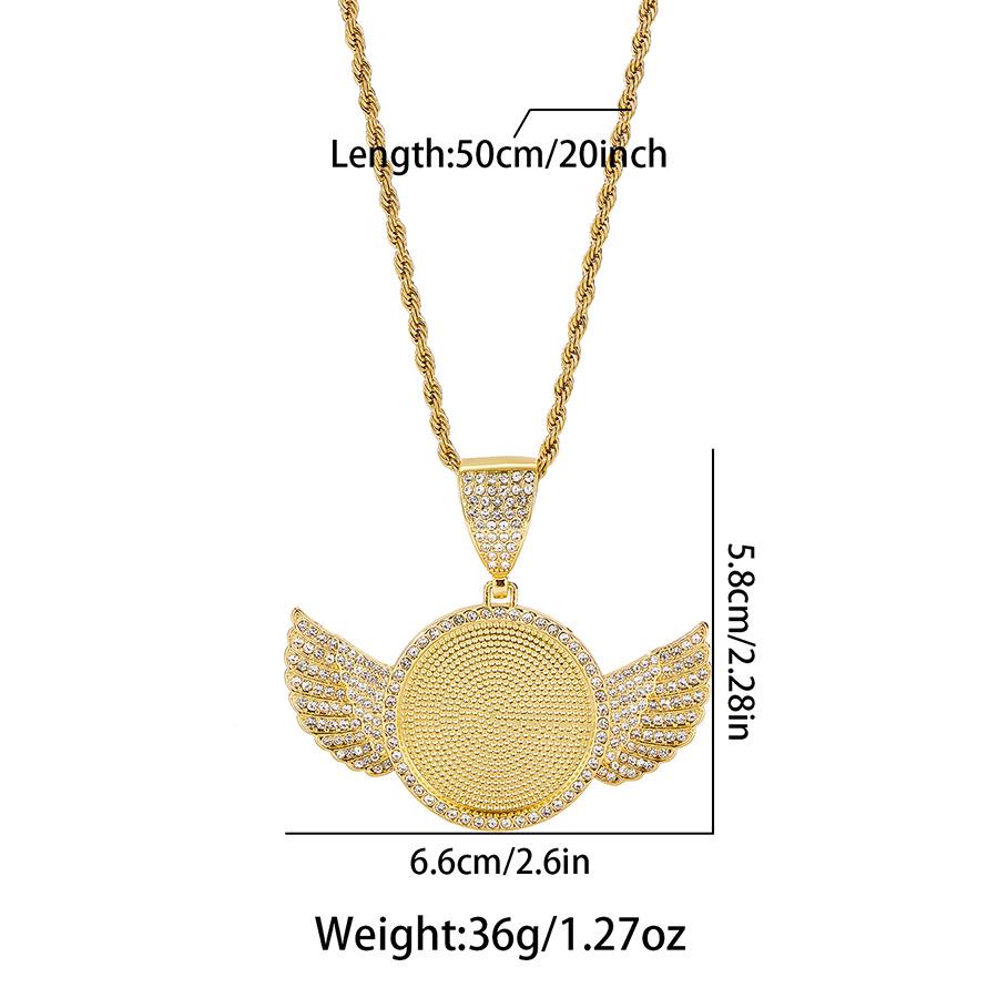 European & American Hip Hop Wing Pendant DIY Photo Frame Necklace Set золотой