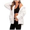 Fashion Casual Ladies Hooded Sweater Plush Pocket Top Solid Color Coat