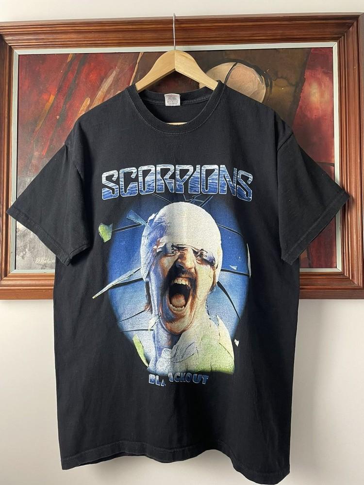 

Vintage 90039s Scorpions ‘Blackout’ Band Rock Black Unisex Tshirt Reprint KH9571 Unisex T-Shirt XL